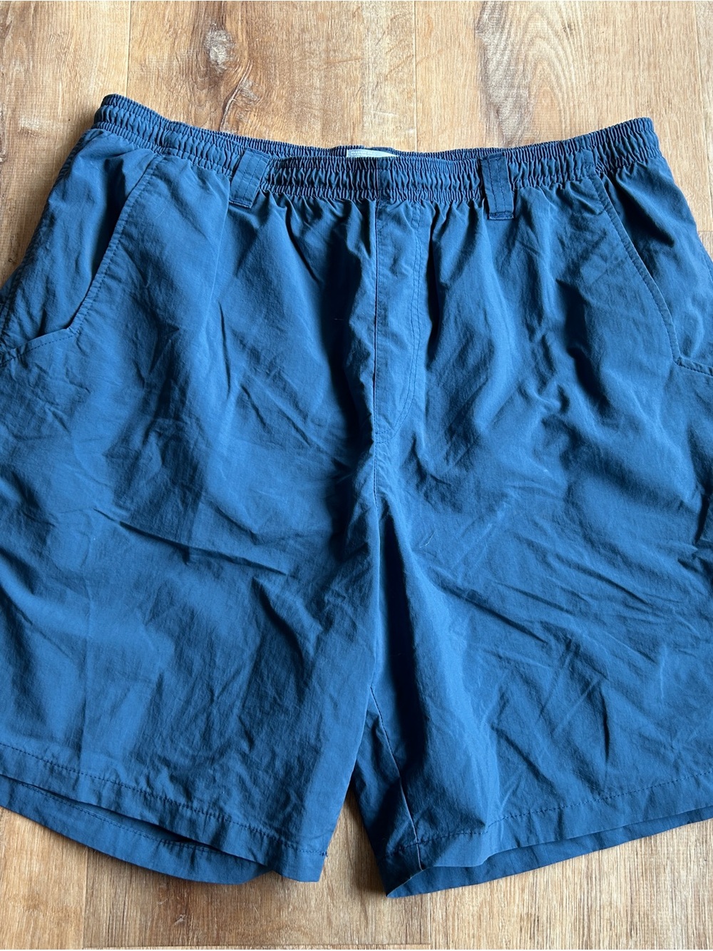 Columbia Men's PFG Shorts Blue Solid Drawstring Elastic Waist Pocket Size L